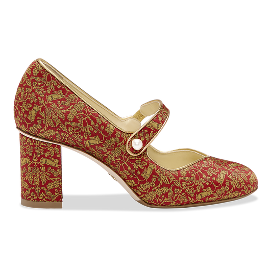 Perfect Mary Jane Pump 70 in Bright Red Rabbit Jacquard