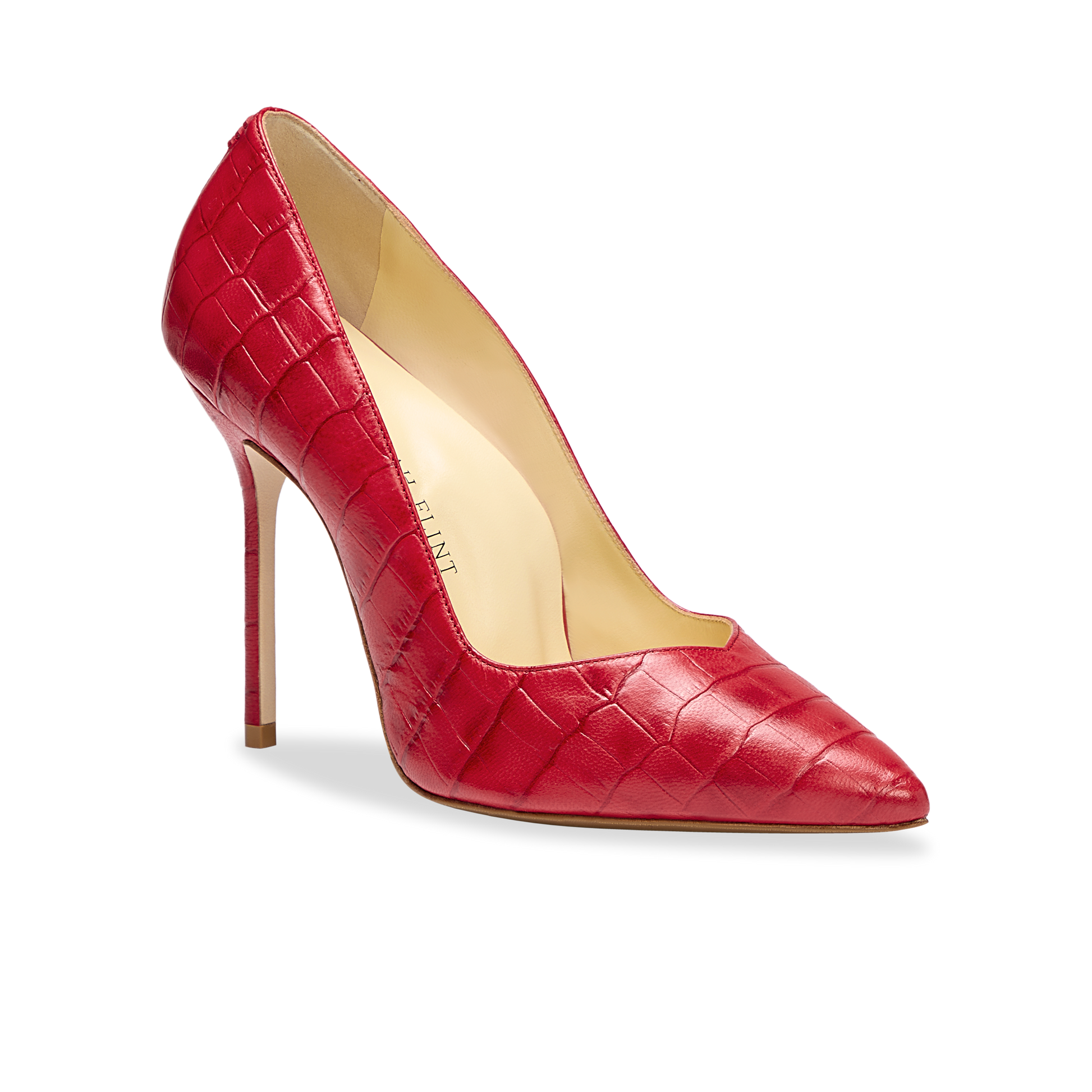 Perfect Pump 100 in Red Croc Embossed Nappa