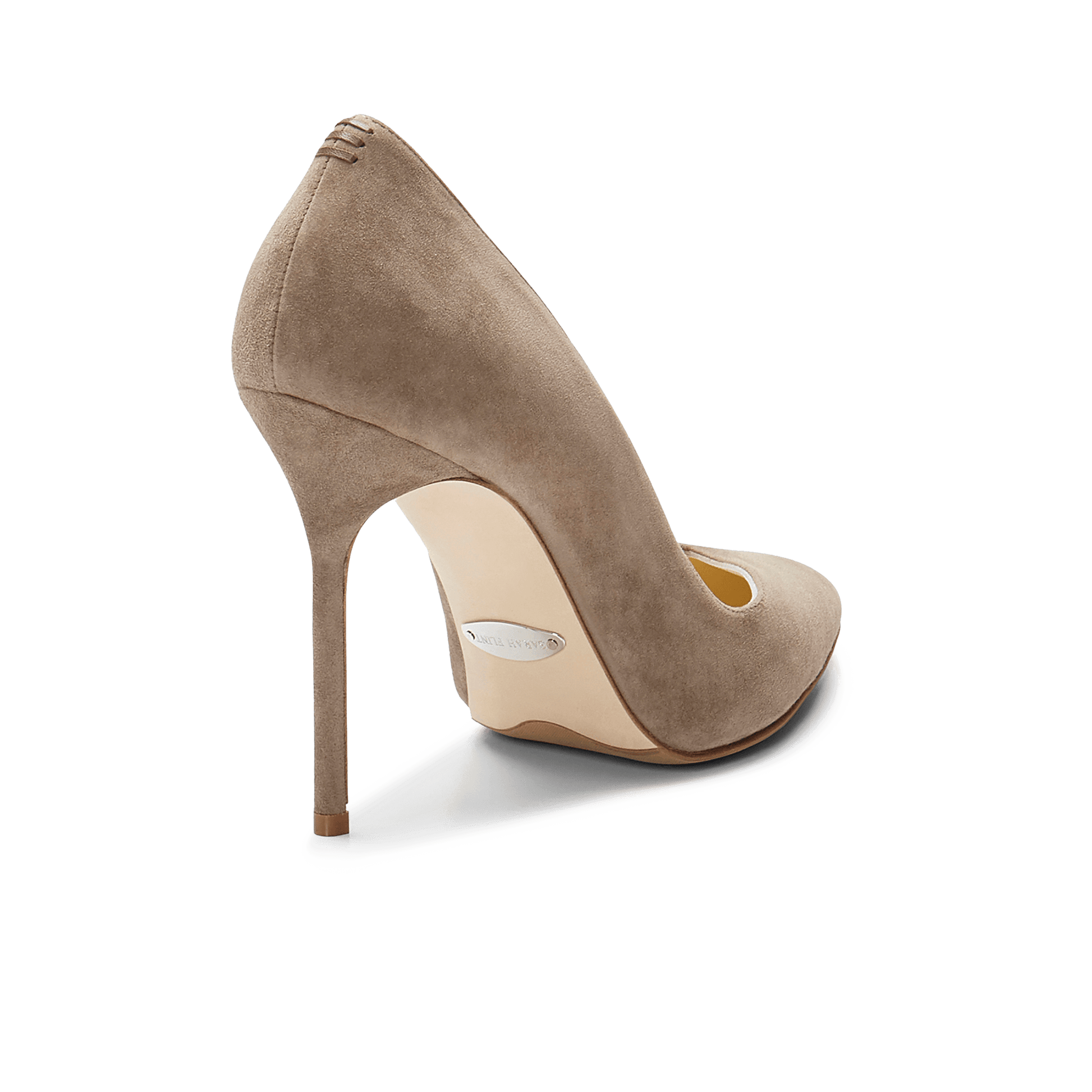 100m Italian Made Pointed Toe Pump in Taupe Suede