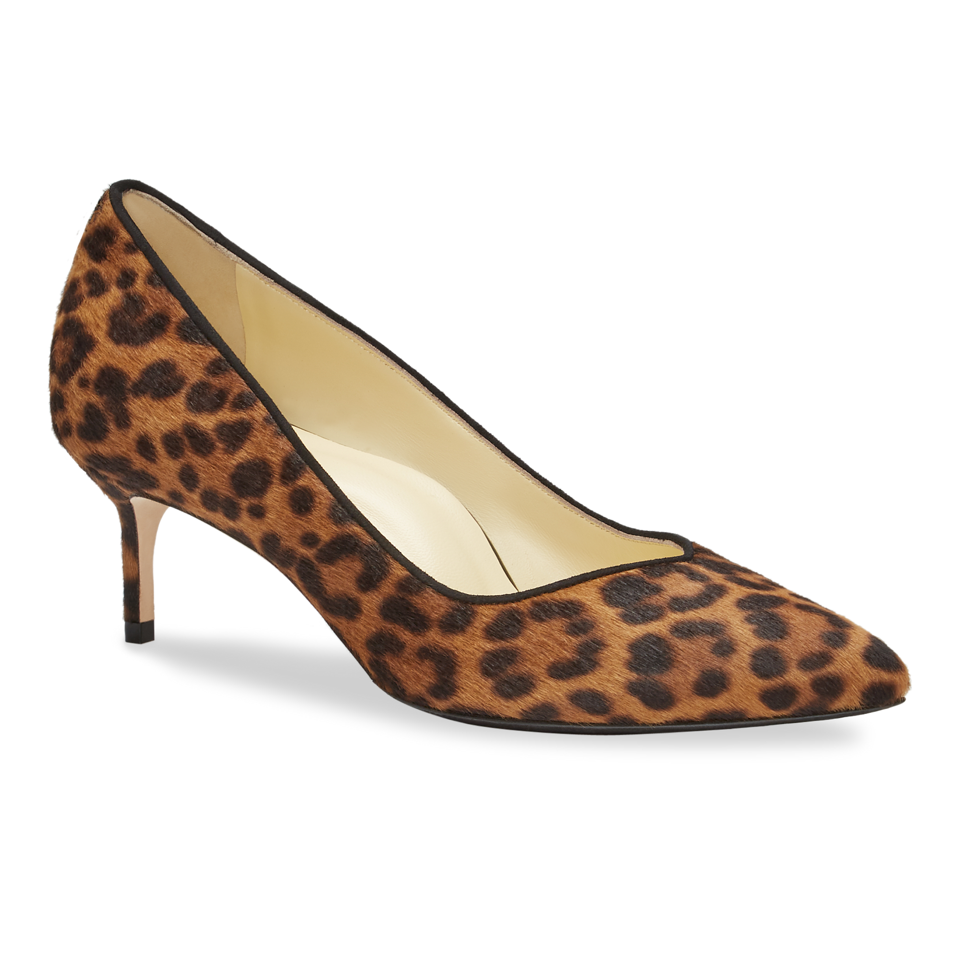 50mm Italian Made Perfect Pointed Toe Pump in Chocolate Leopard Hair Calf