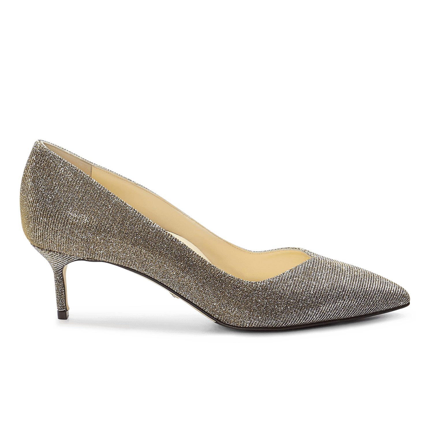 50mm Italian Made Perfect Pointed Toe Pump in Gunmetal Lame Fabric
