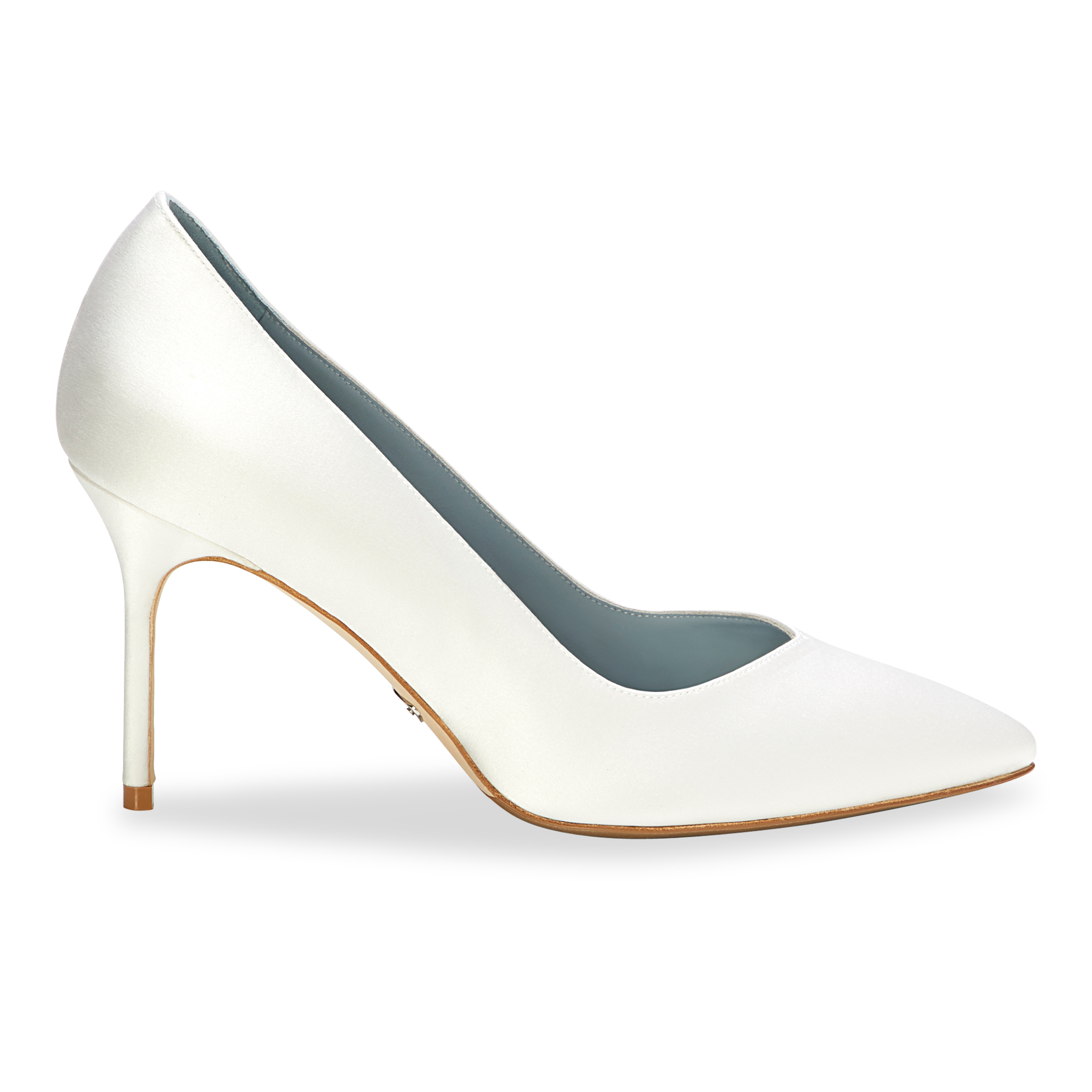 Sarah Flint Wedding Perfect Pump 85 in white satin — side profile