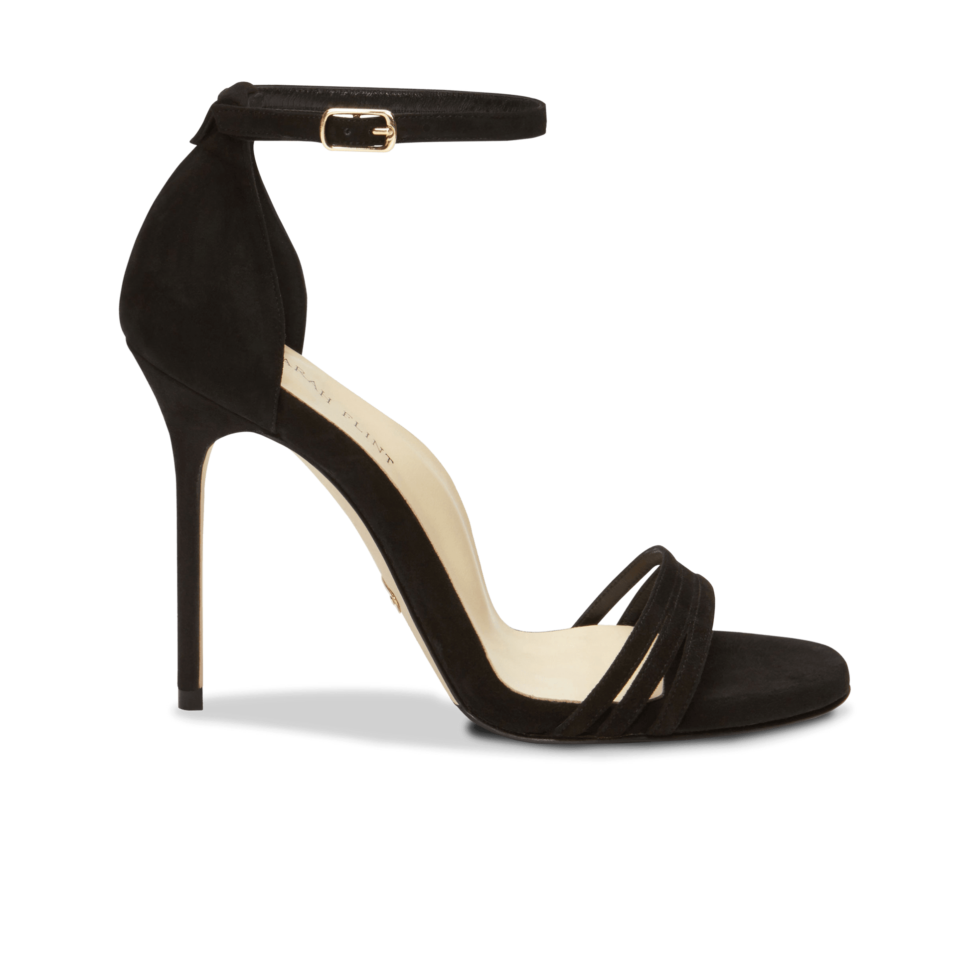 100mm Italian Made Round Toe Perfect Sandal in Black Suede