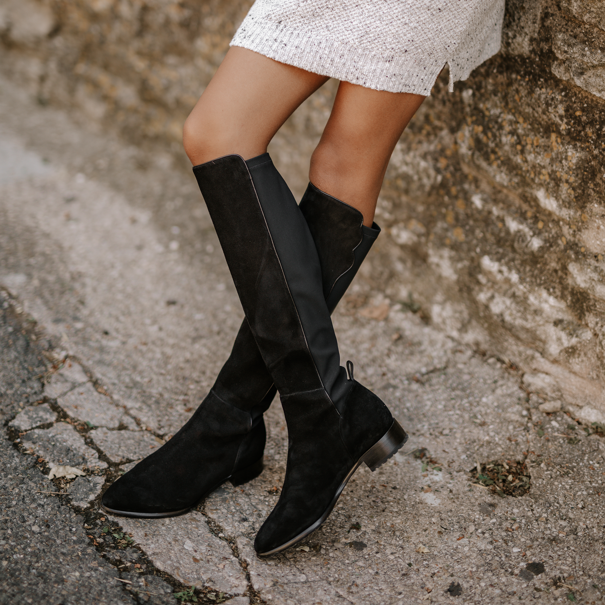 Perfect Stretch Boot 30 Water Resistant Black Suede Sarah Flint