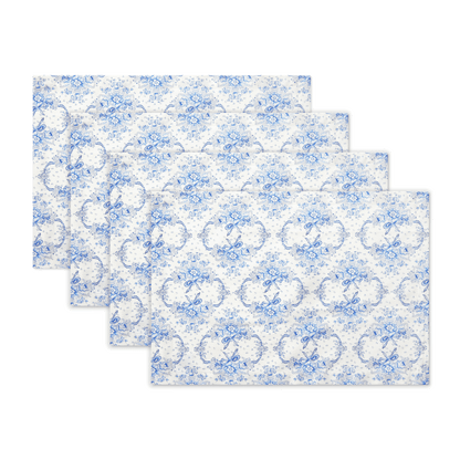 4-Piece Rectangular Placemat Set Sarah Flint x Maman Blue And White Cotton