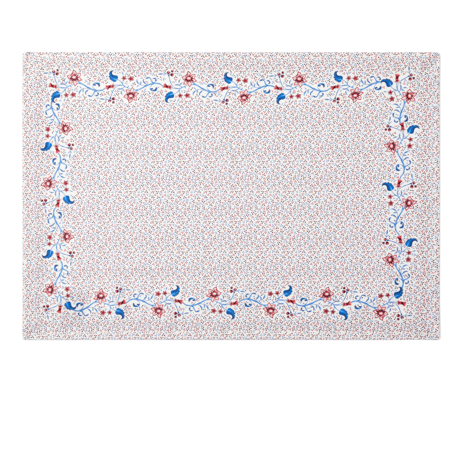 4-Piece Rectangular Placemat Set in Burgundy Floral Cotton