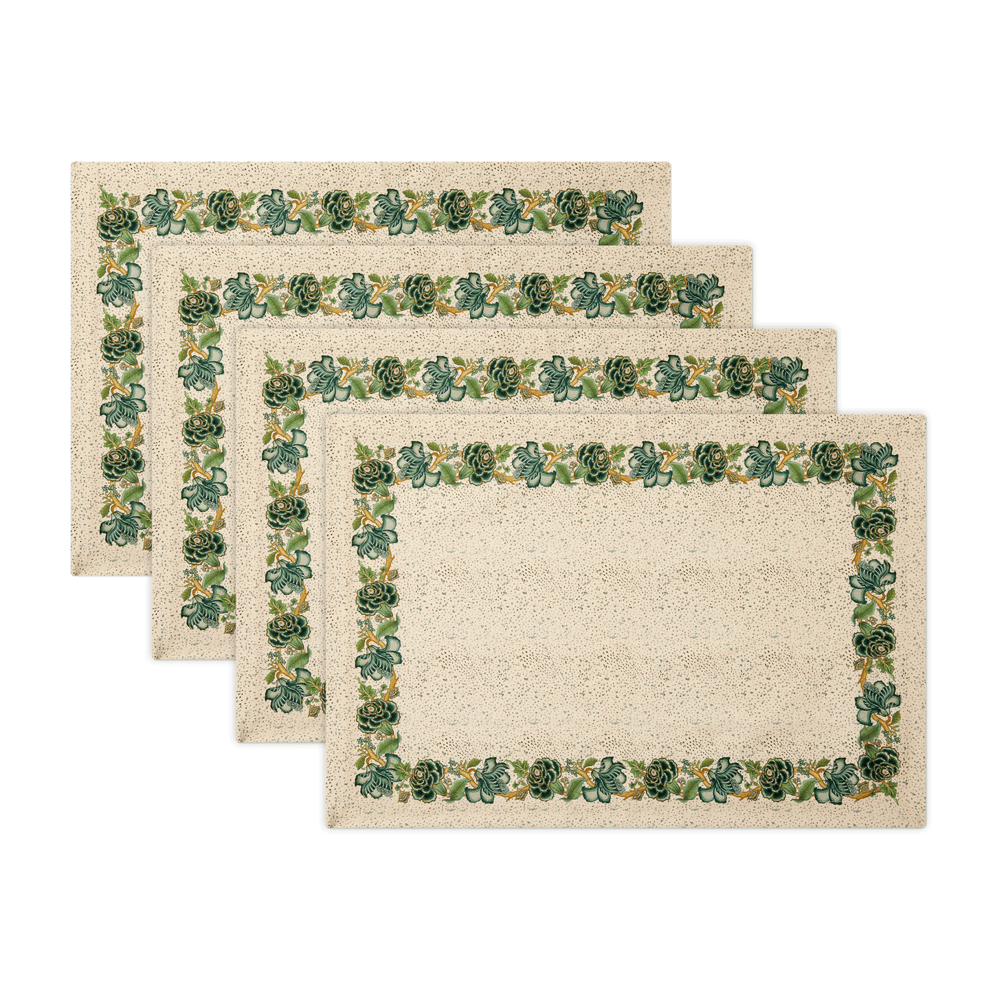 4-Piece Rectangular Placemat Set in Jardin Green Floral Cotton