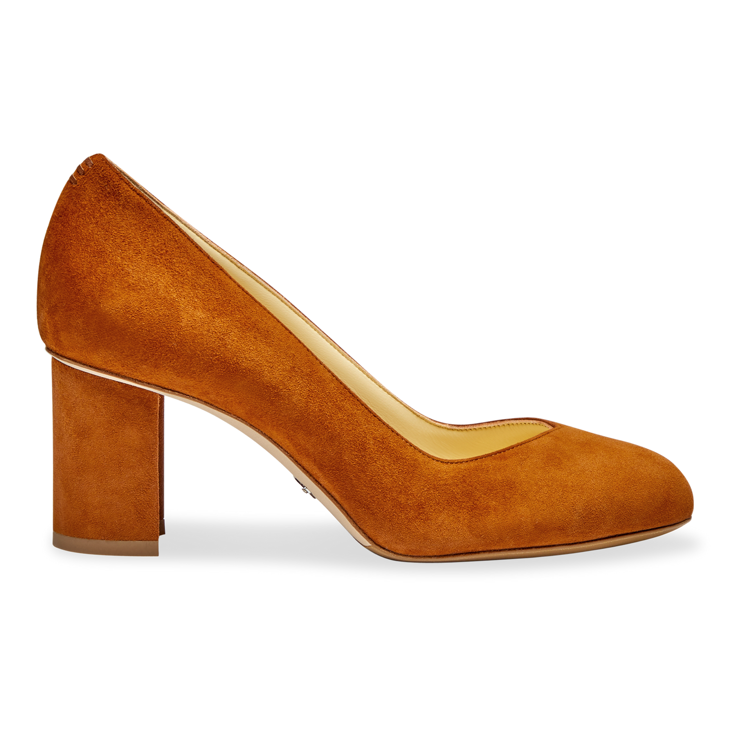 Perfect Round Toe Pump in Cognac Suede Handcrafted in Italy