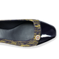 Sacchetto Ballet Flat in Navy & Gold Wave Jacquard