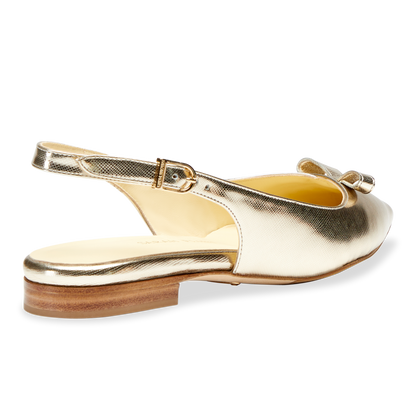 Handcrafted Sling-Back Ballet Flat in Gold Staffiano