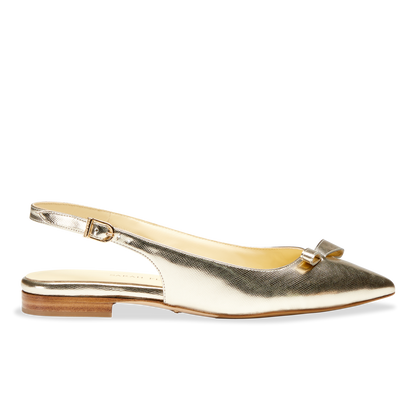 Handcrafted Sling-Back Ballet Flat in Gold Staffiano