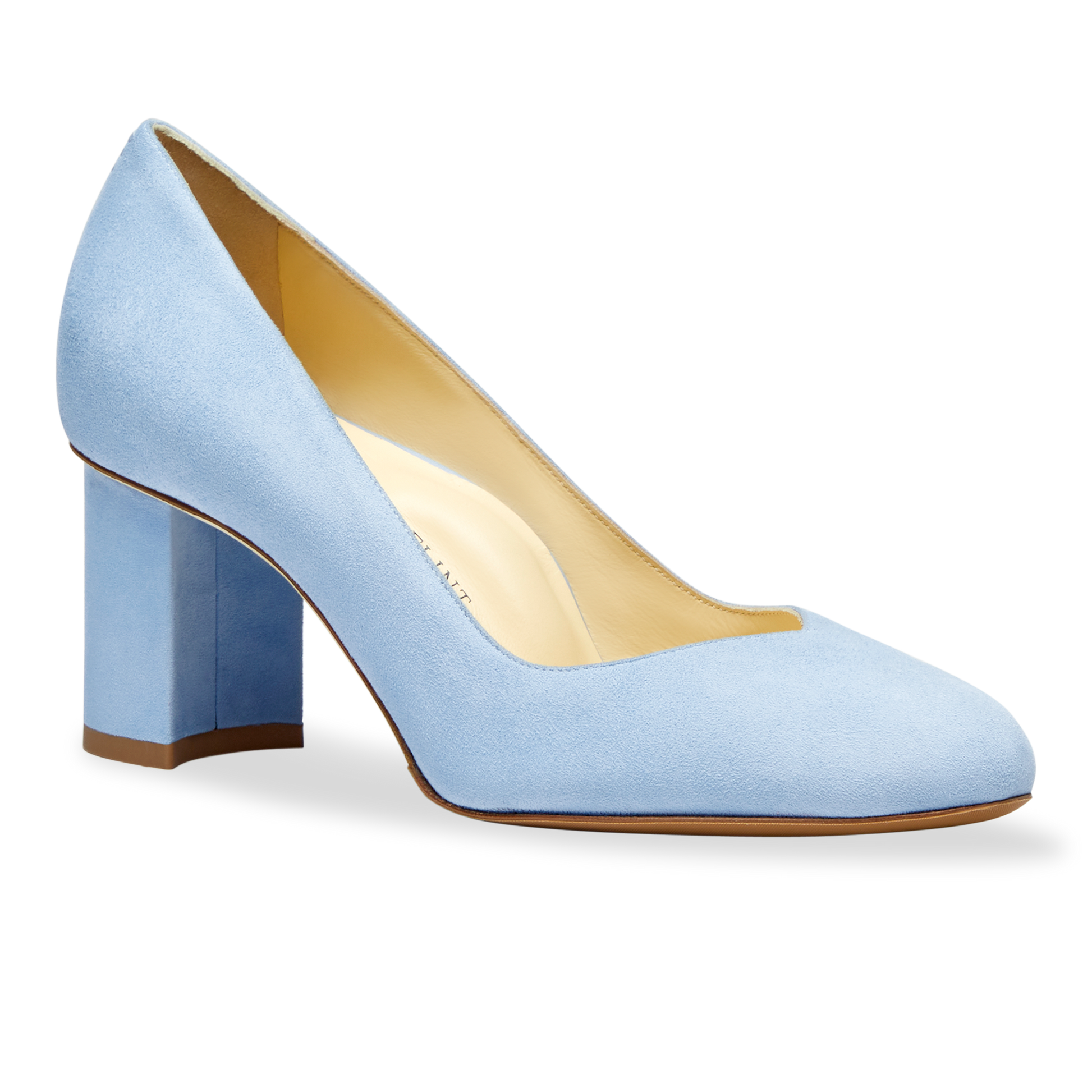 Blue suede 2025 block heel pumps