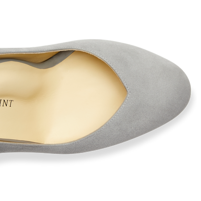 Perfect Round Toe Pump in Light Gray Suede Handcrafted in Italy